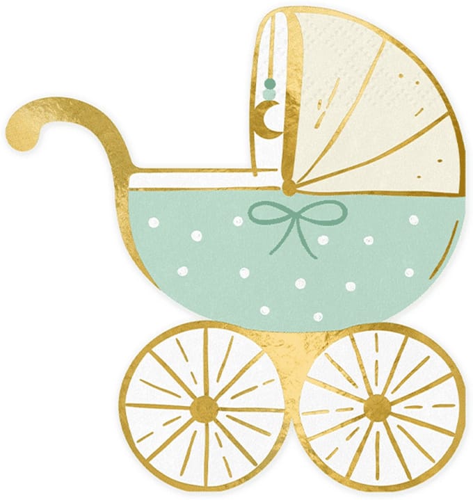 PartyDeco - Servetten - kinderwagen blauw (20 stuks)