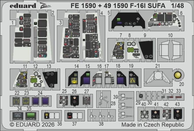 Eduard Modelbouwdecoratie - FE1590 Zoom Set voor Lockheed Martin F-16I Sufa - Photo-etch