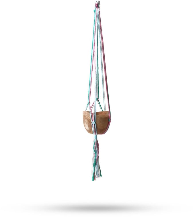 Macrame Pot Holder Classic - Pastal Tones Terrace Med Pot
