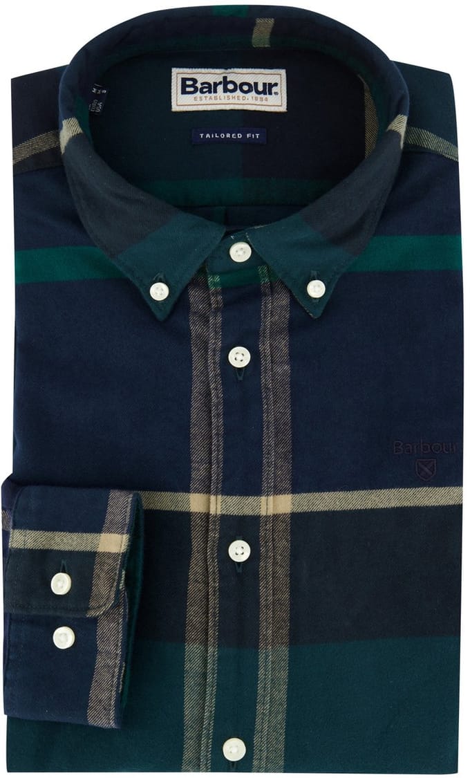 Katoenen overhemd barbour groen geprint slim fit