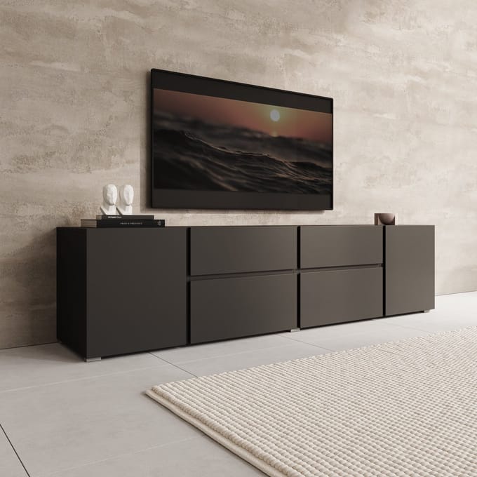 Meubella - Aroji - TV-Meubel - Zwart - 195x40x48 cm