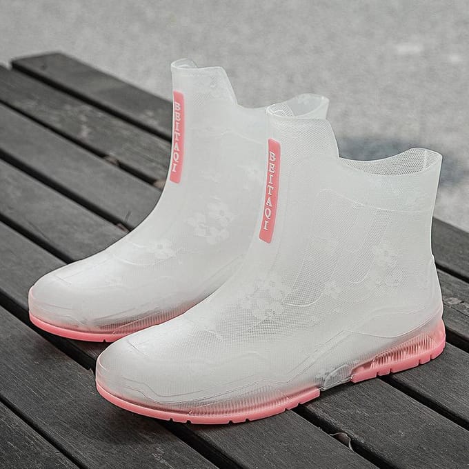 Dames Regenschoenen Antislip Rubberen Schoenen Transparante Korte Laarzen 38 wit