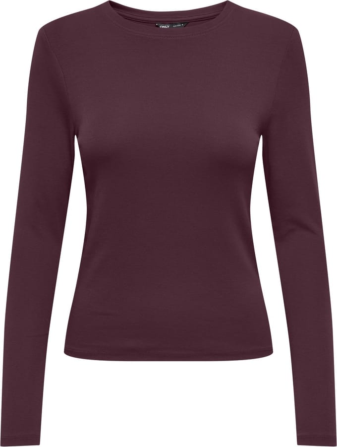 Only bordeaux dames t-shirt   Regular fit   Duurzaam   Lange mouw Bordeaux M