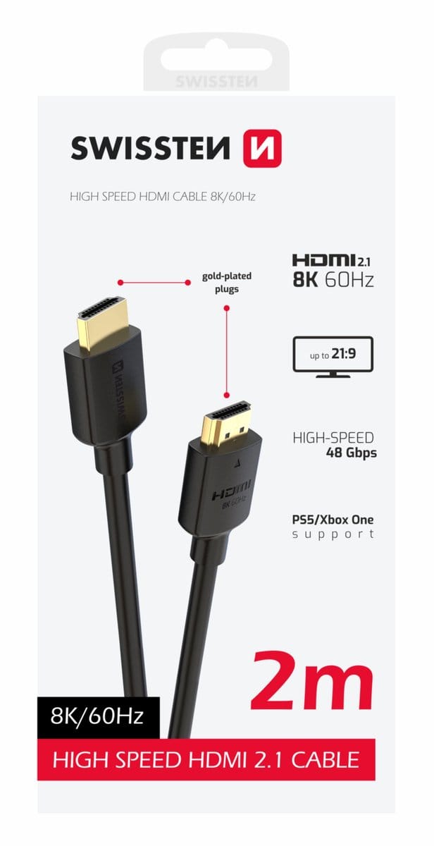 Swissten 8K HDMI Cable 60Hz - 75501211 - 2 Meter - PVC - Black