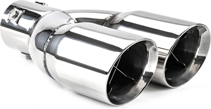Universeel RVS uitlaat sierstuk 2x76mm - MT 022 - Aansluit diameter tussen de 32mm en 52mm