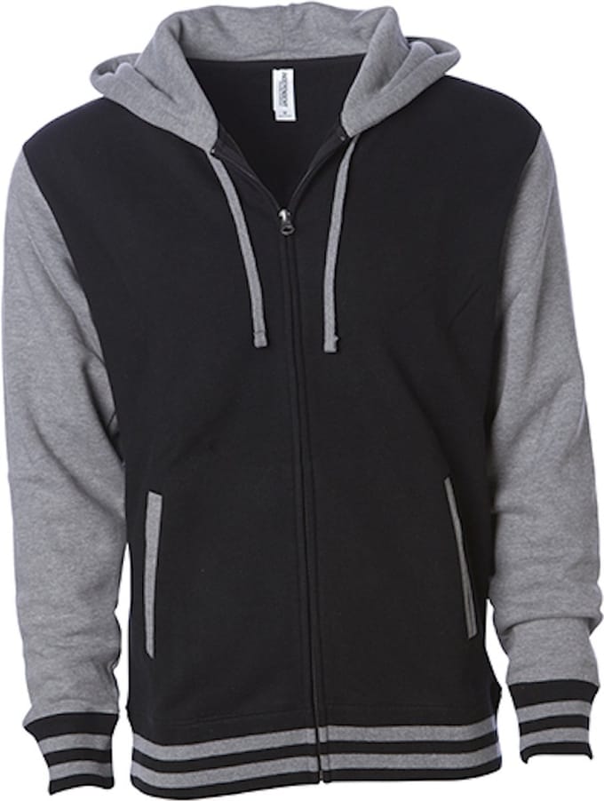 Heavyweight Varsity Hoodie met rits Black - S