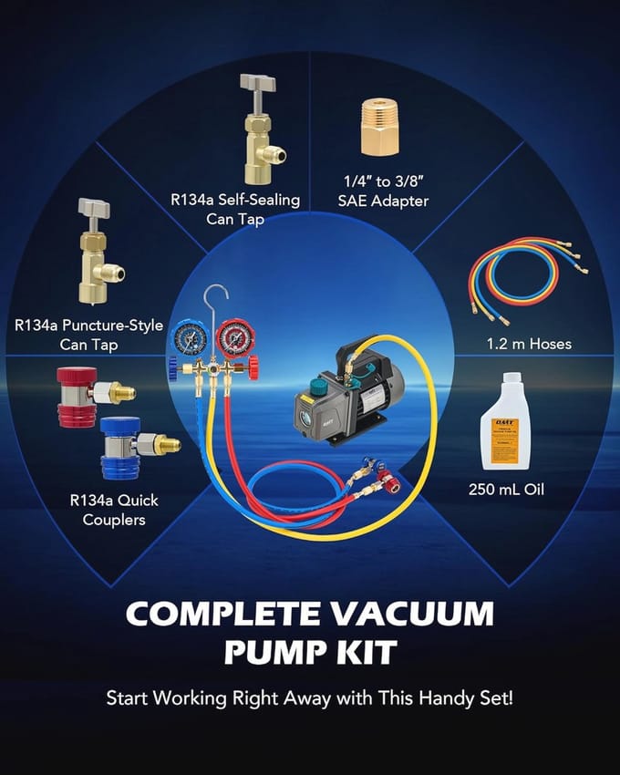 Vacuümpomp voor airconditioning 3,5 CFM met manometer en accessoires