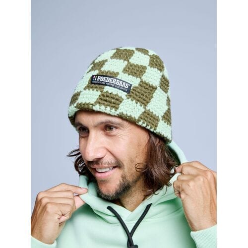 Poederbaas Muts Heren Checkerboard Olive Green