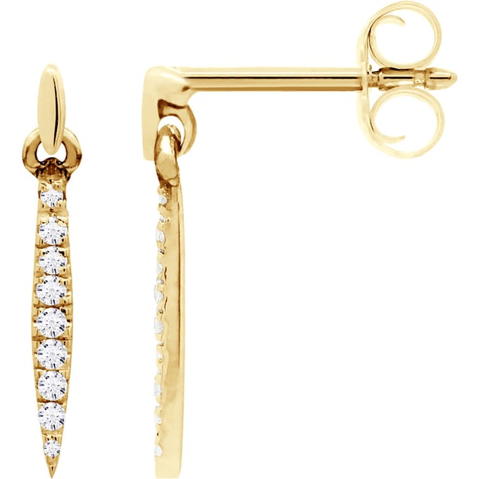 Oorbellen Dangle Sieraden Diamanten 0.070 Cts Yellow Gold
