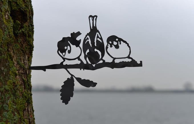 Birdwise Huismus trio metalen vogel