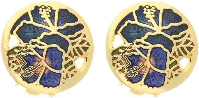 Behave - Oorclips dames - bloemmotief - blauw - 1,5 cm - vintage