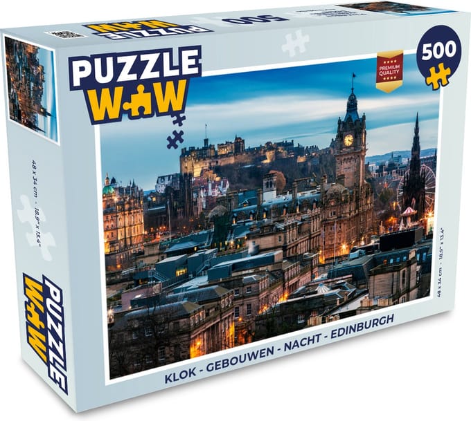 Puzzel Klok - Gebouwen - Nacht - Edinburgh - Legpuzzel - Puzzel 500 stukjes