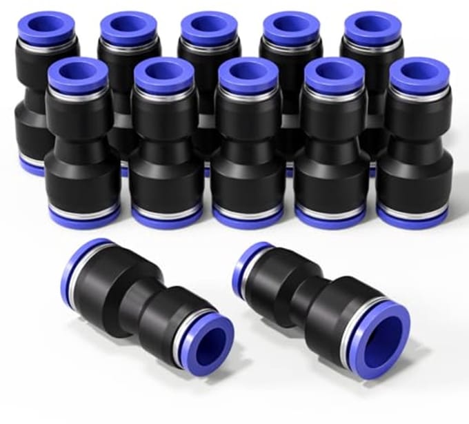 12 Stuks Pneumatische Vermindering Push to Connect Adapter 4mm - 8mm