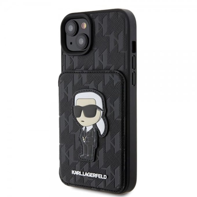 Karl Lagerfeld iPhone 15 Plus Back cover case - SAFFIANO CARDSLOT - Black