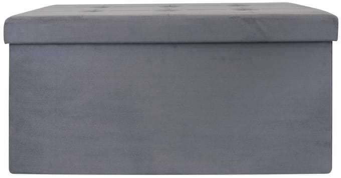Home Deco - Poef/hocker Chique - opvouwbaar - stof - opbergbox - grijs - polyester/mdf - 76 x 38 cm