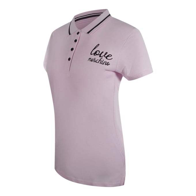 Love Moschino Signature Logo Roze Poloshirt