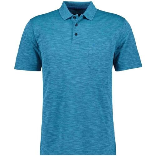 Ragman Polo Soft Knit Fine Stripe Flame Design Water Blue / male