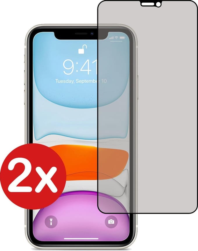Screenprotector Geschikt voor iPhone X Screenprotector Privacy Glas Gehard Full Cover - Screenprotector Geschikt voor iPhone X Screenprotector Privacy Tempered Glass - 2 PACK