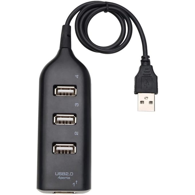 4-poorts USB Hub Socket Mini 2.0 Hoge snelheid USB-splitteradapter voor laptop-pc zwart