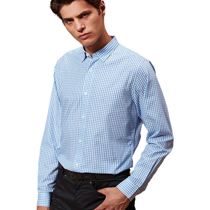 Premier Heren Maxton Check Shirt met lange mouwen (Lichtblauw/Wit)