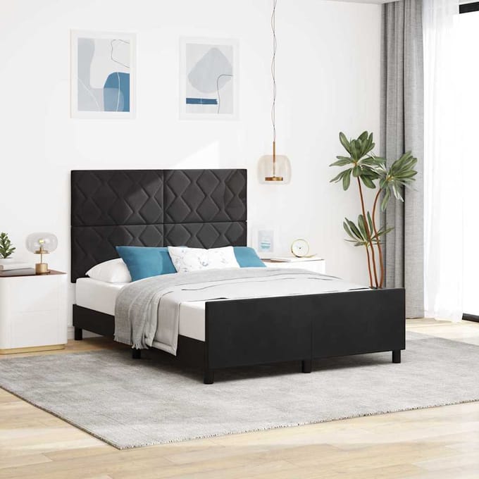 vidaXL - Boxspring - bed - met - hoofdeinde - Zwart - 140 - x - 200 - cm - Fluweel