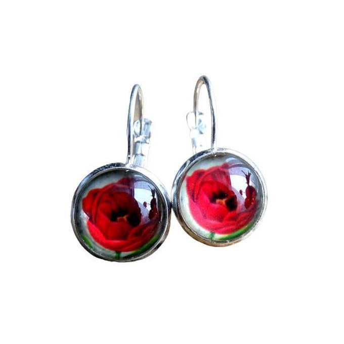 2 Love it Tulp H - Oorbellen - Wit - Groen - Rood - Zilverkleurig