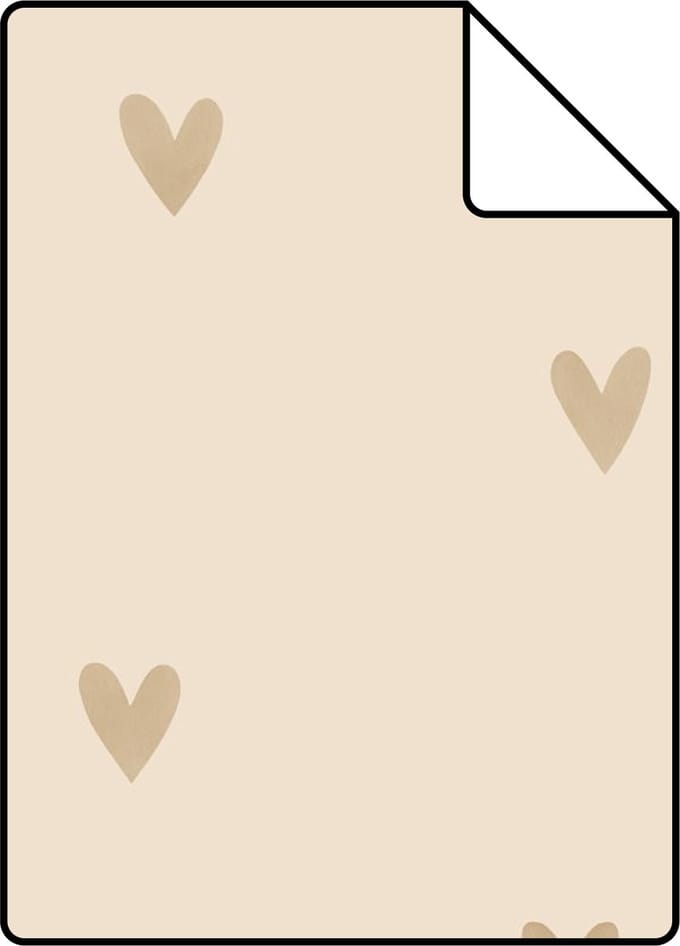 Proefstaal ESTAhome behang hartjes beige - 26.5 x 21 cm - 139769-S