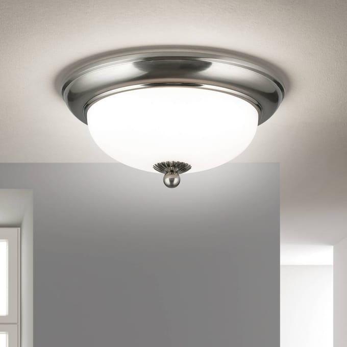ORION Empire plafondlamp, Ø 26,5 cm, mat nikkel, mat opaal glas