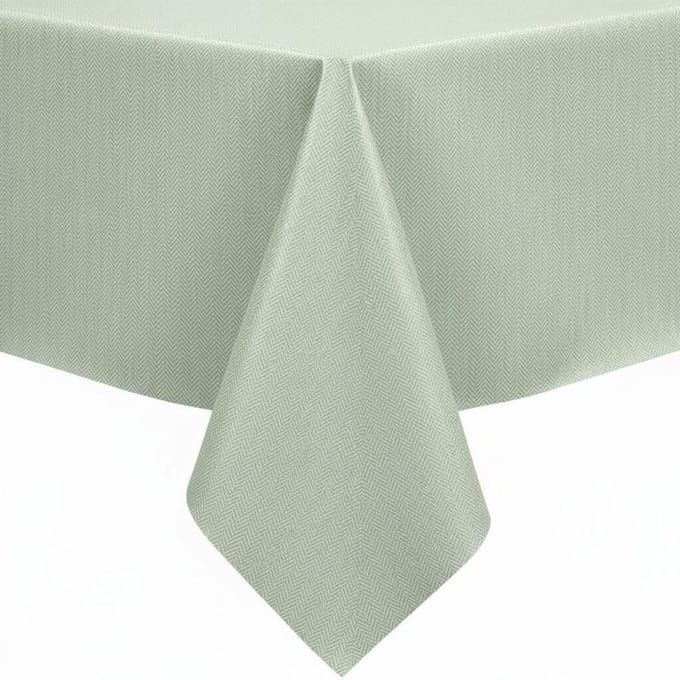 Protecttable - Tafelzeil Linen Wavy Pastelgroen 140x350cm - Tafelkleed Afwasbaar - Kunststof