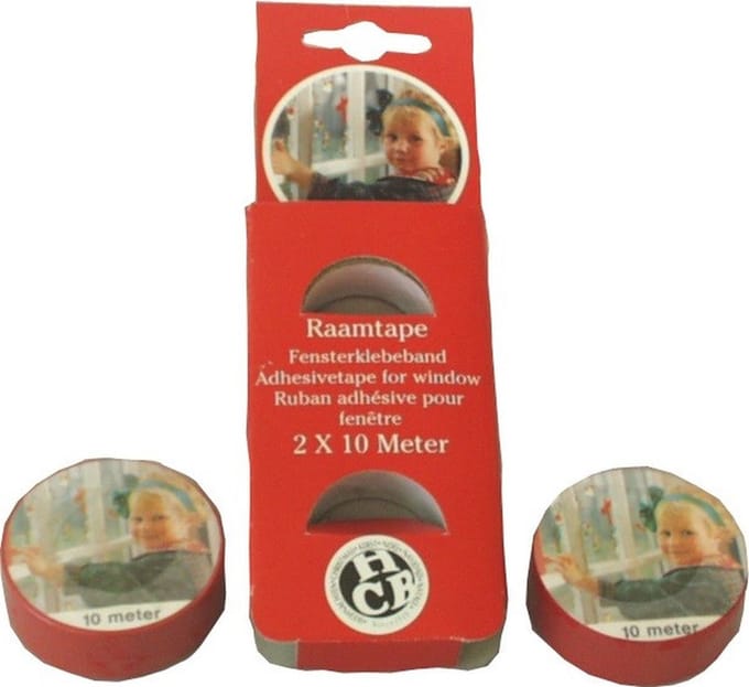 Anna's Collection Raamtape rood - 2x rol - 10 meter x 1,8 cm - raamversiering - kerstversiering