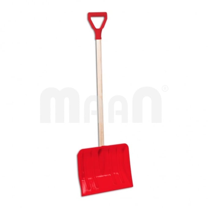 Kinder sneeuwschop met houten steel - Rood