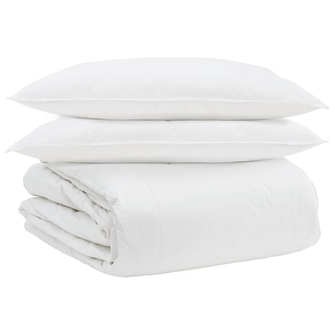 vidaXL - Deken - Set - met - kussen - 3 - st - Wit - Donsveer