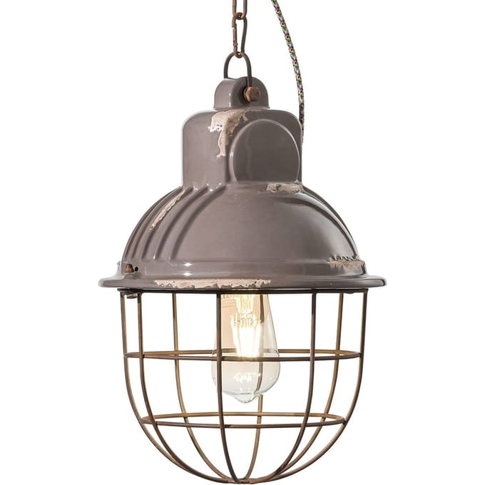 Ferroluce Hanglamp C1770 in industrieel design duifgrijs