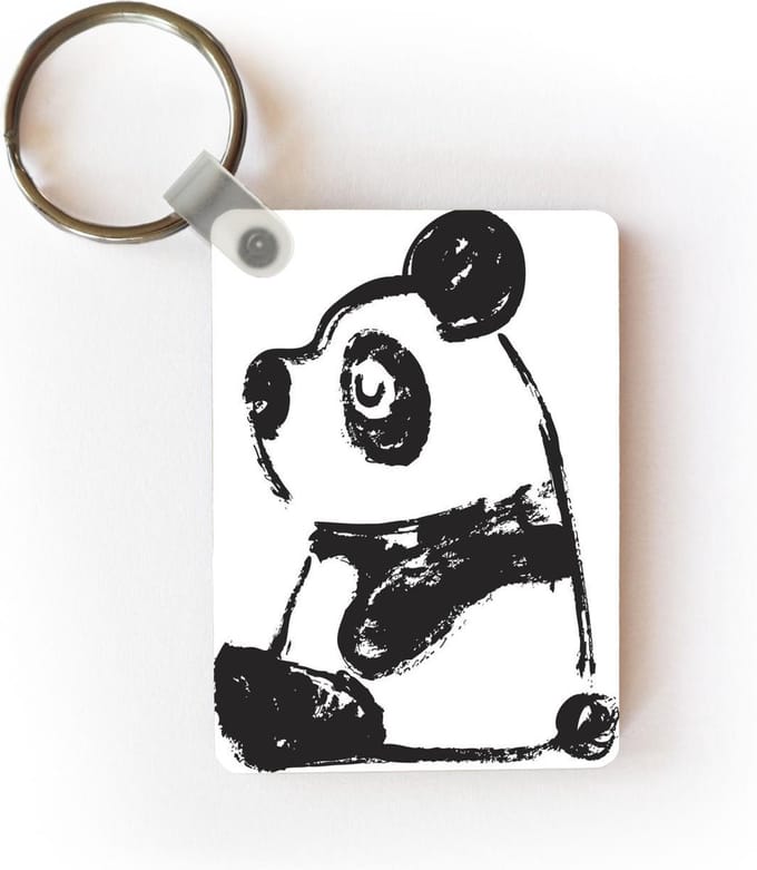 Sleutelhanger - Panda - Zwart - Wit - Illustratie - Uitdeelcadeautjes - Plastic