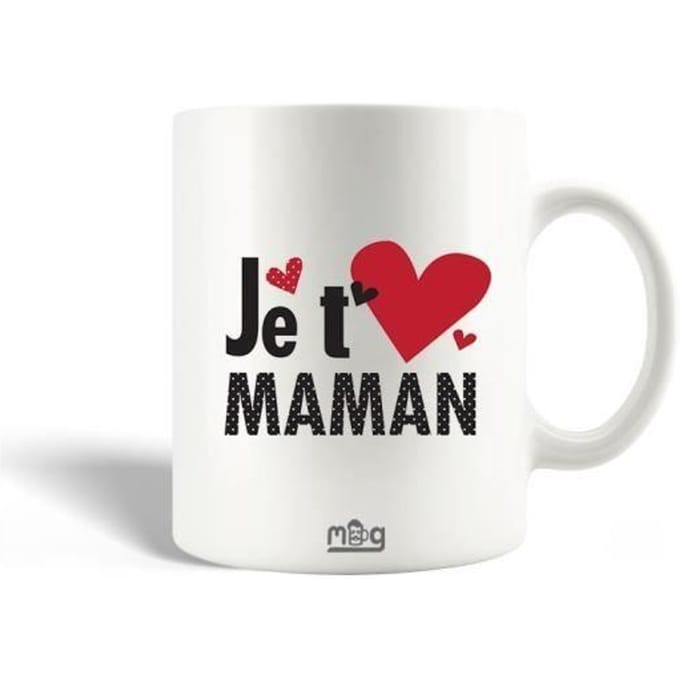 Mug - Je t'aime maman - Céramique - Blanc - 30cl - Compatible lave-vaisselle
