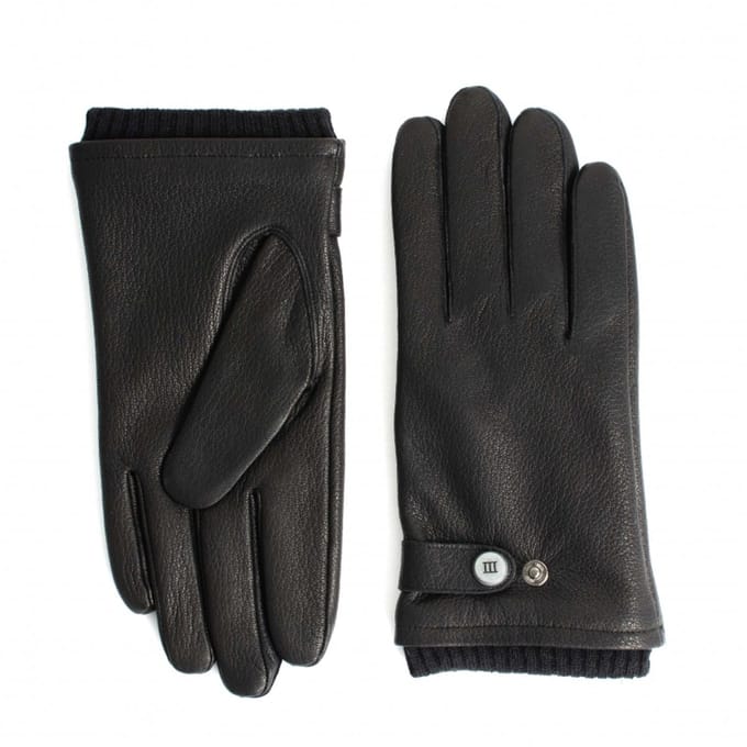 SANTO | Gevoerde leren handschoenen van schapenleer | zwart