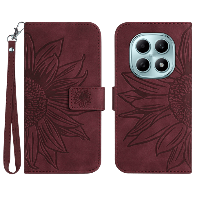 Mocaa Xiaomi Redmi Note 15 Pro Sunflower Bookcase met Koord Rood