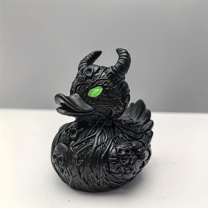 1 PIÈCE Canard Diable Fantaisiste Statue Créative Ornement de Bureau pour la Maison Devil Duck gray