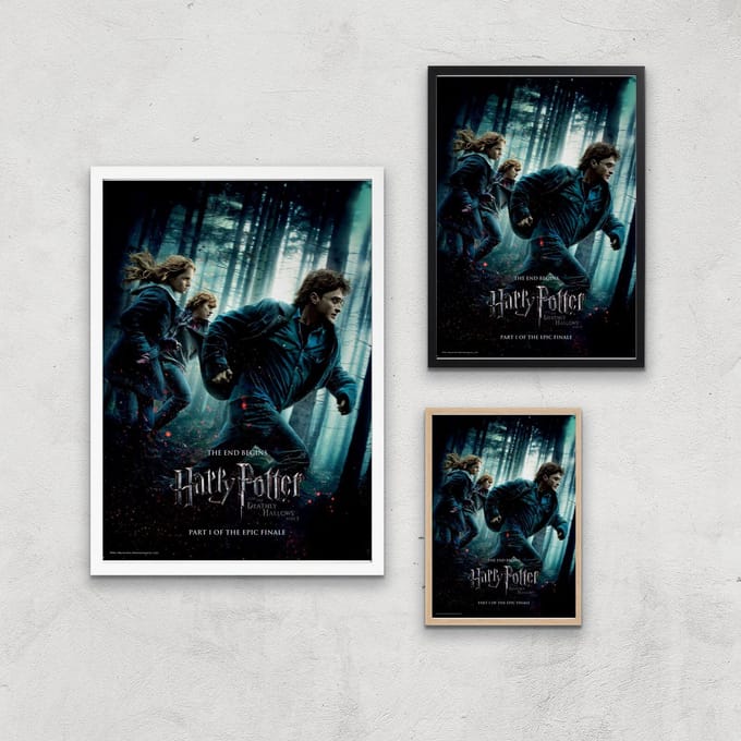 Harry Potter and the Deathly Hallows Part 1 Giclee Art Print - A2 - White Frame