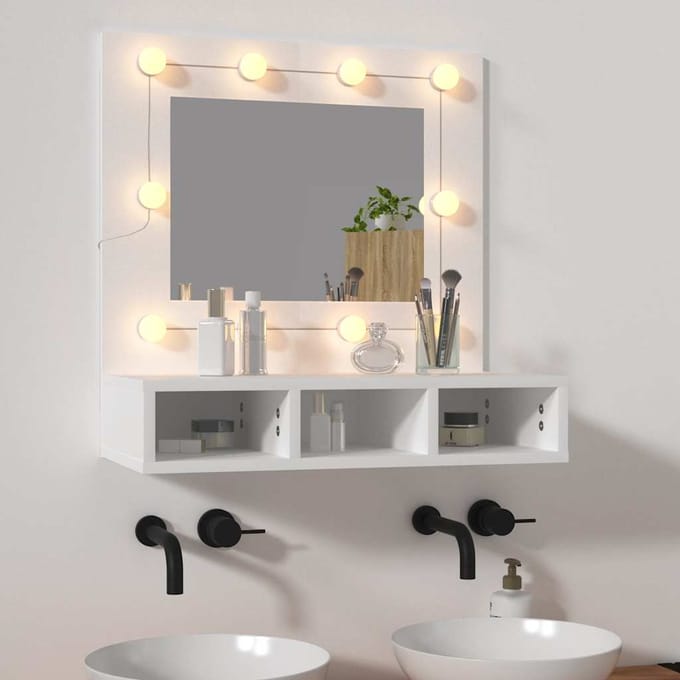 vidaXL - Spiegelkast - met - LED-verlichting - 60x31,5x62 - cm - wit