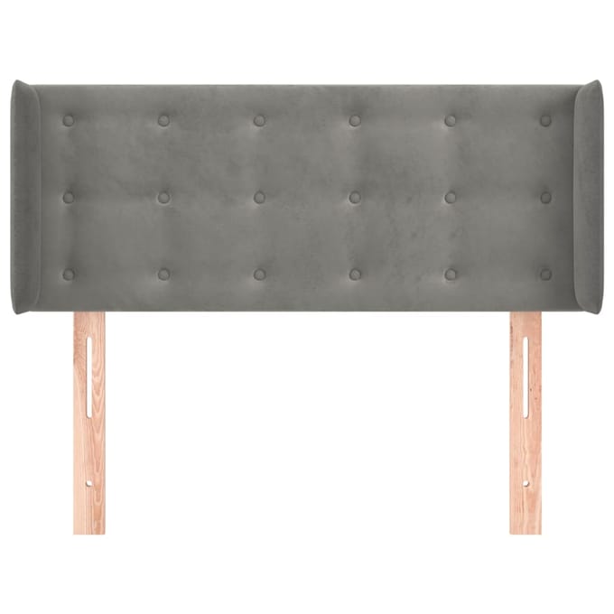 vidaXL - Hoofdbord - met - randen - 103x16x78/88 - cm - fluweel - lichtgrijs