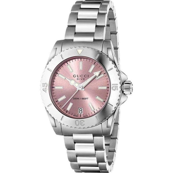 Gucci YA136401 Duik Roze Wijzerplaat Dames Horloge