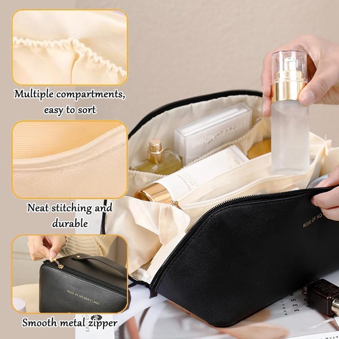 Make-up Tas – Grote Capaciteit – Cosmetica Organizer met Compartimenten – Reistas – Zwart