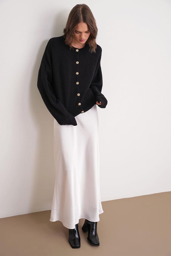 Geknoopte Ribbels Brei Cardigan