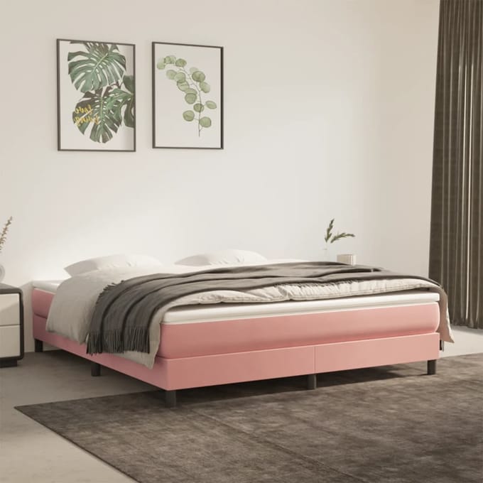vidaXL - Pocketveringmatras - medium - 160x200x20 - cm - fluweel - roze