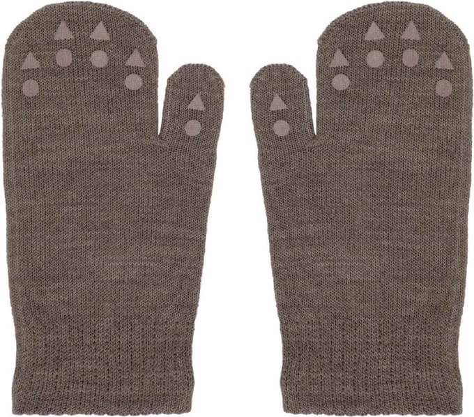 GoBabyGo Merino Wollen Grip Wanten Brown Melange 0-3 Jaar