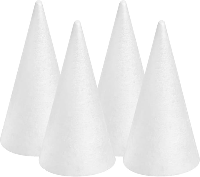 Schuimkegels Knutselen - Foam Kegels - Doe Het Zelf Projecten - Set van Vier - 17x28cm - Wit