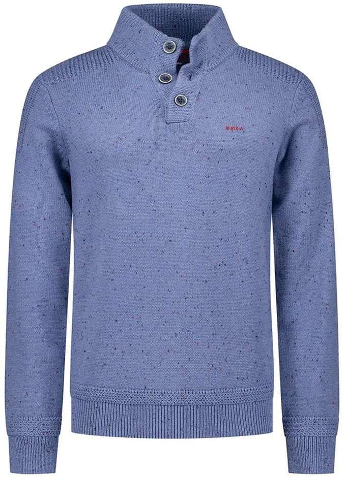 NZA - Blauwe half button trui