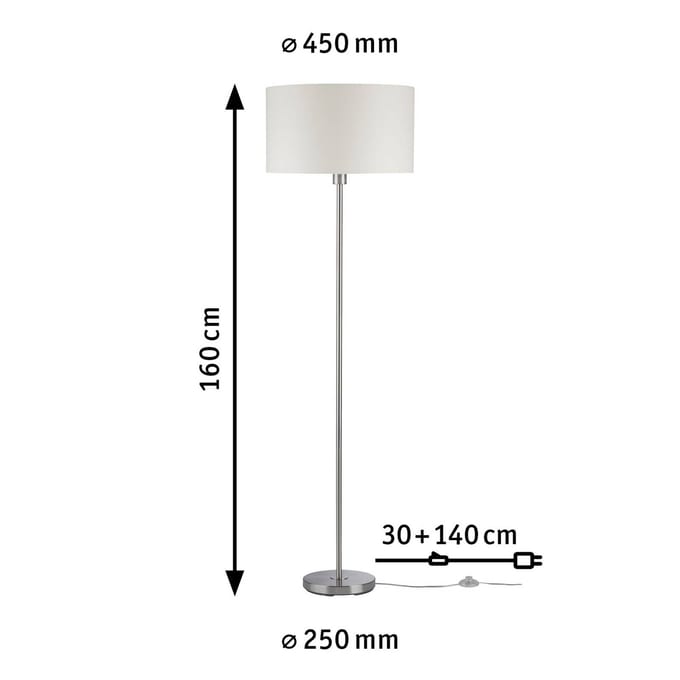 Staande lamp Tessa E27 max. 60W Crème, Staal geborsteld Metaal, Textiel