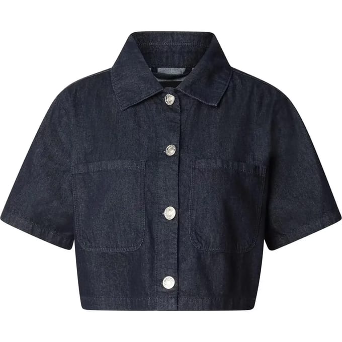 Urban Classics - Cropped Light Denim Blouse - L - Blauw